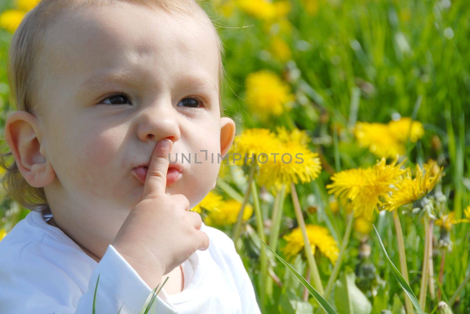 Finger in Front of Mouth - Toddler Portrait -