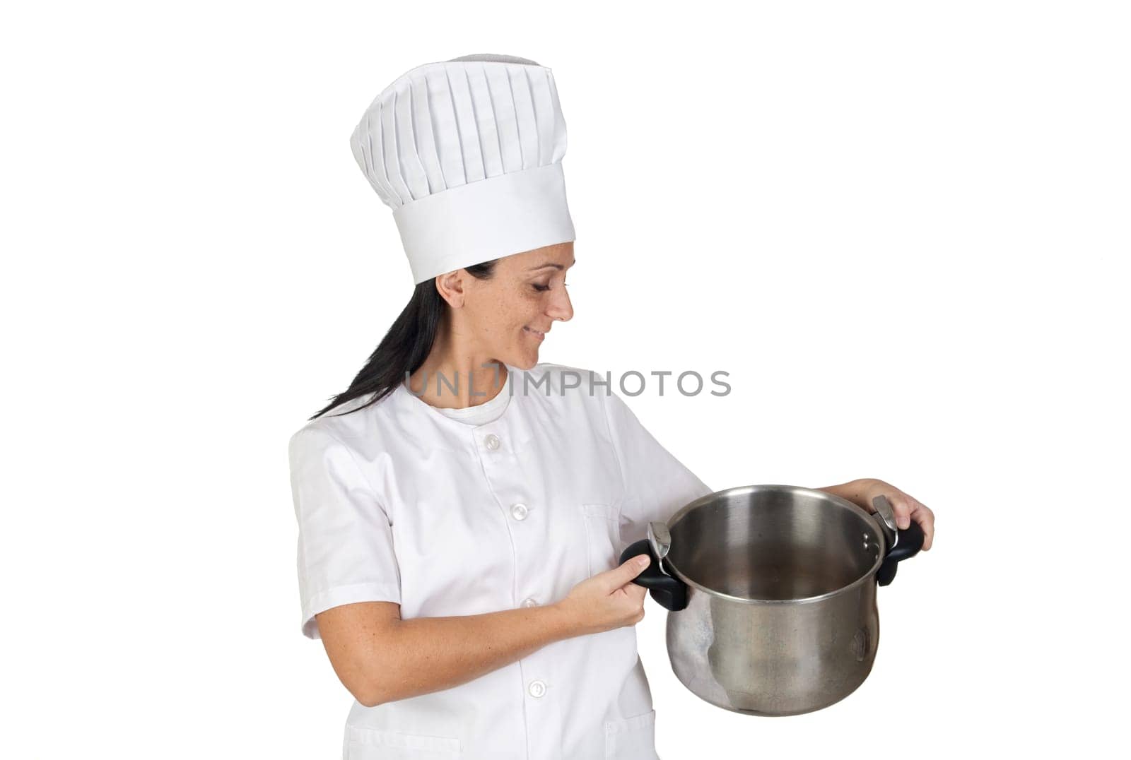 Pretty cook girl with a pot