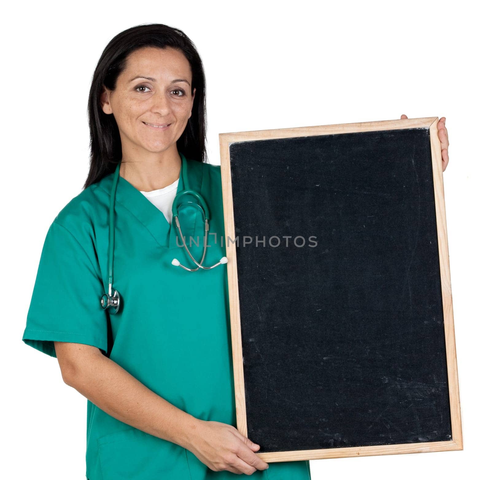 Medical girl with blank slate