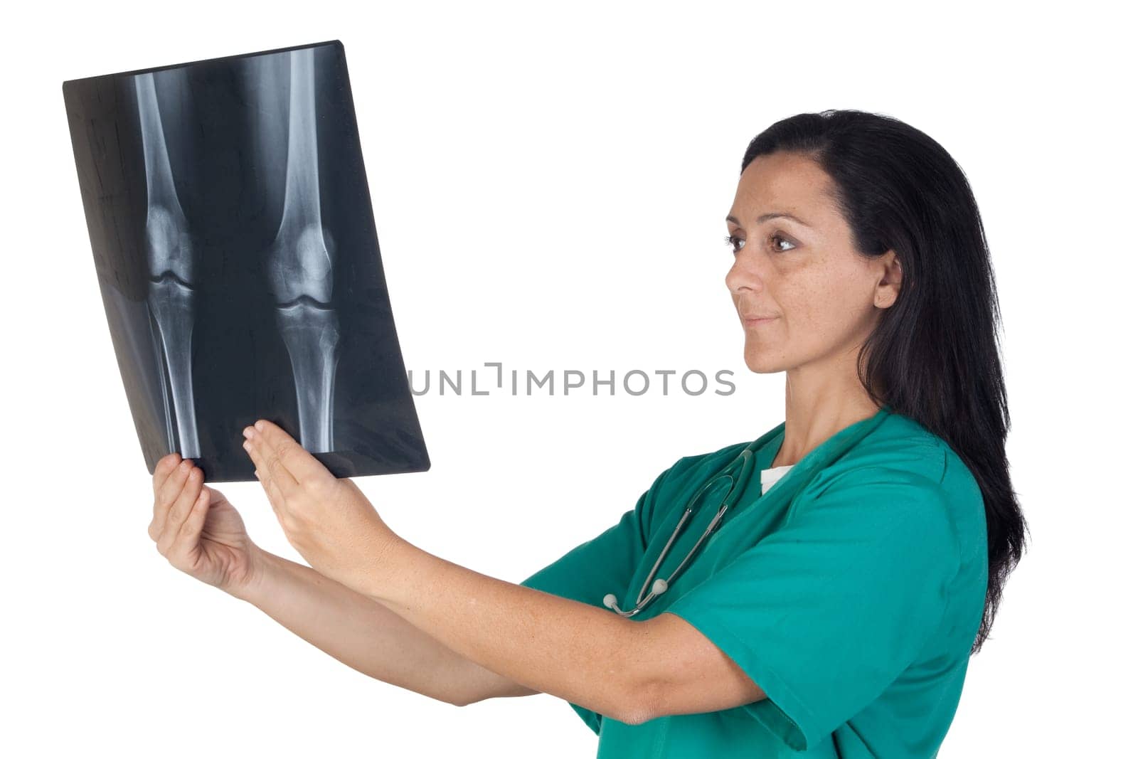 Happy doctor woman with radiography