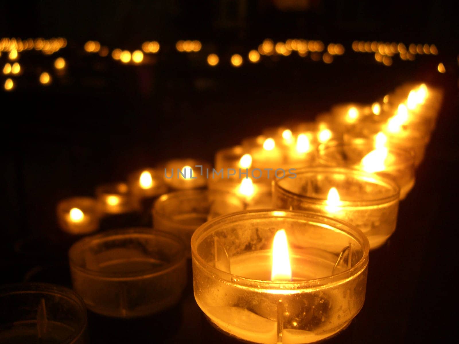 Commemorative candles in a church