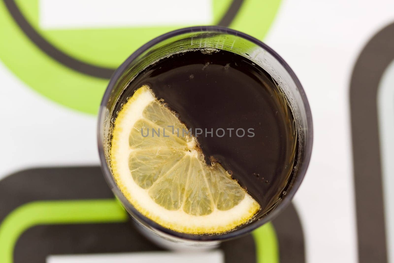 Cola with lemon slice