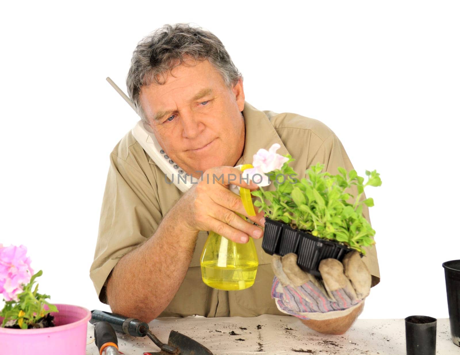 Nurseryman With Telephone