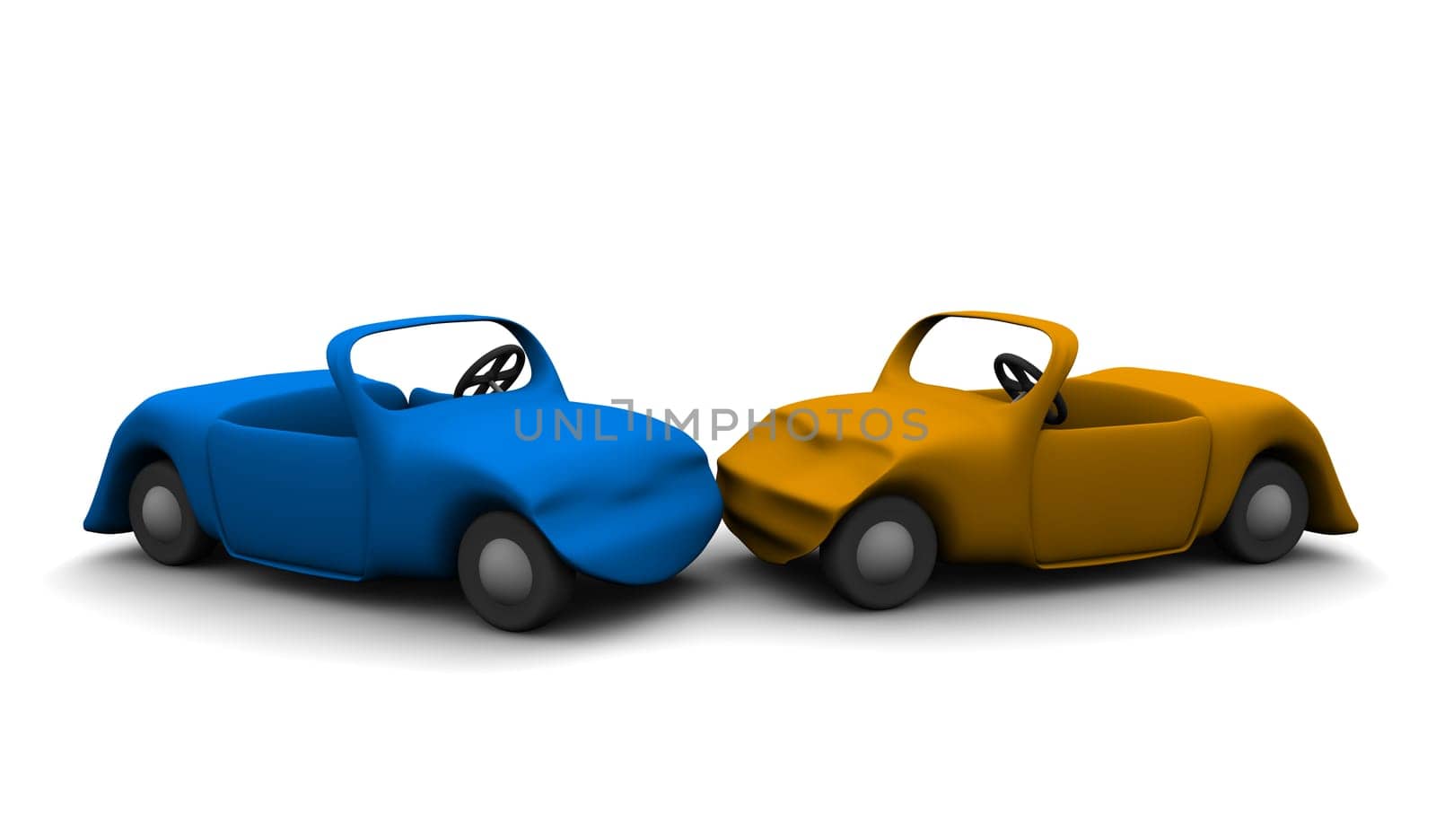 Two crashed cars