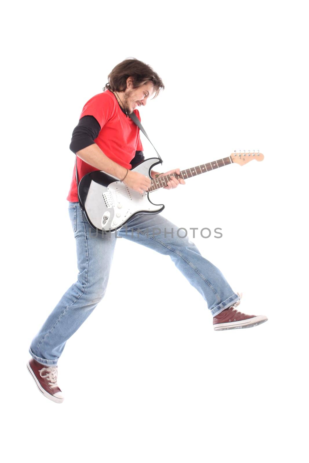 Guitar player flying