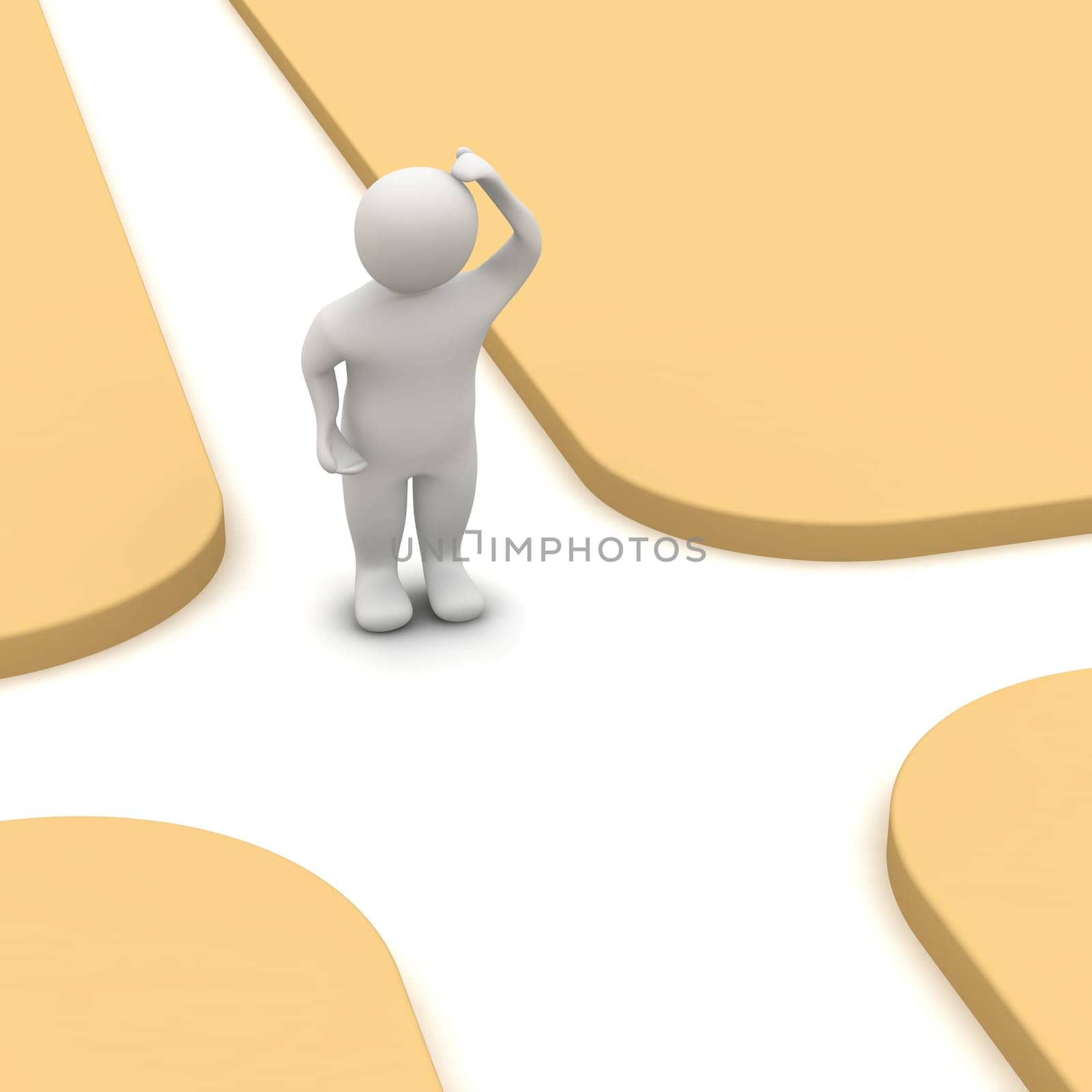 Man and crossroad