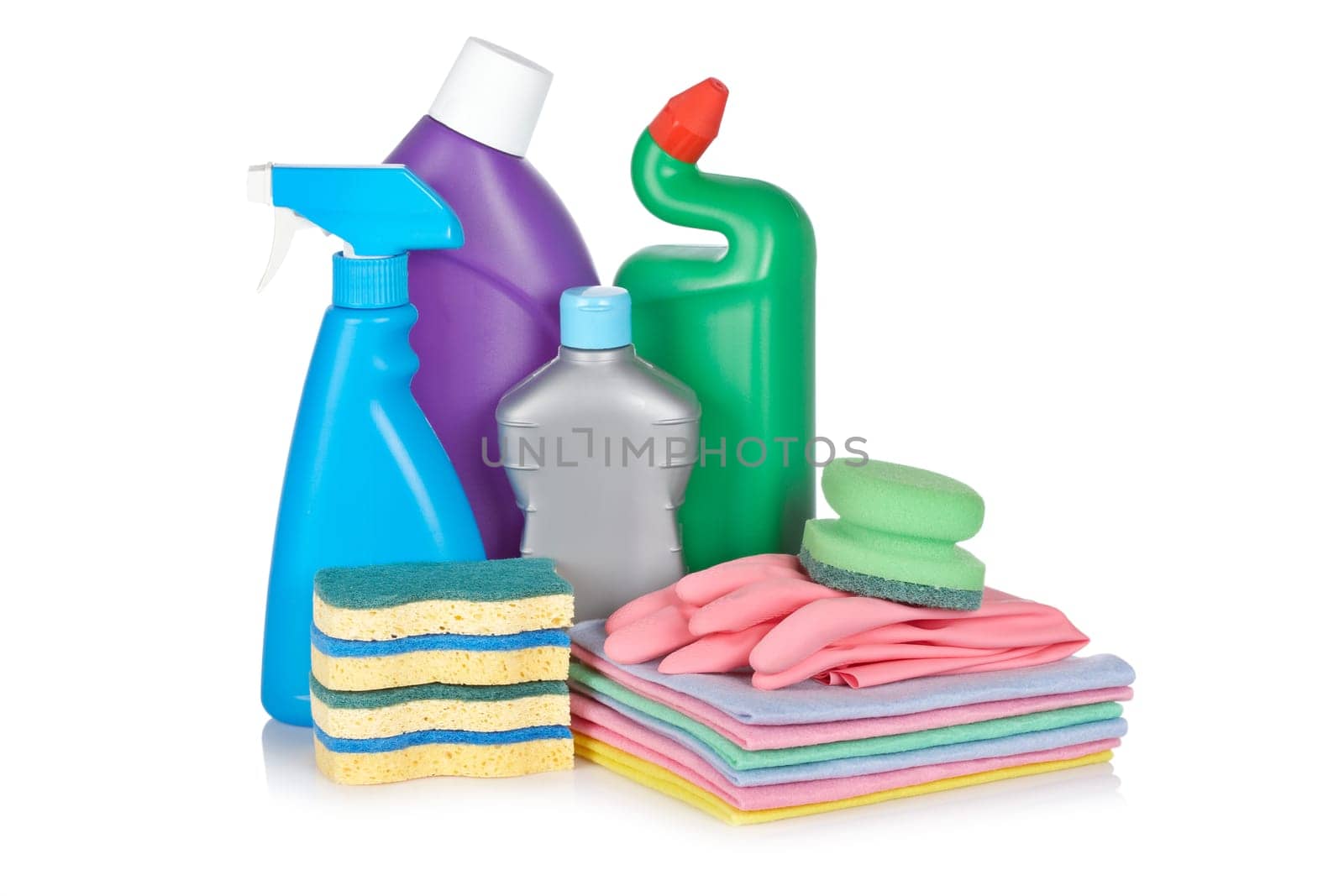 Detergent bottles and sponges