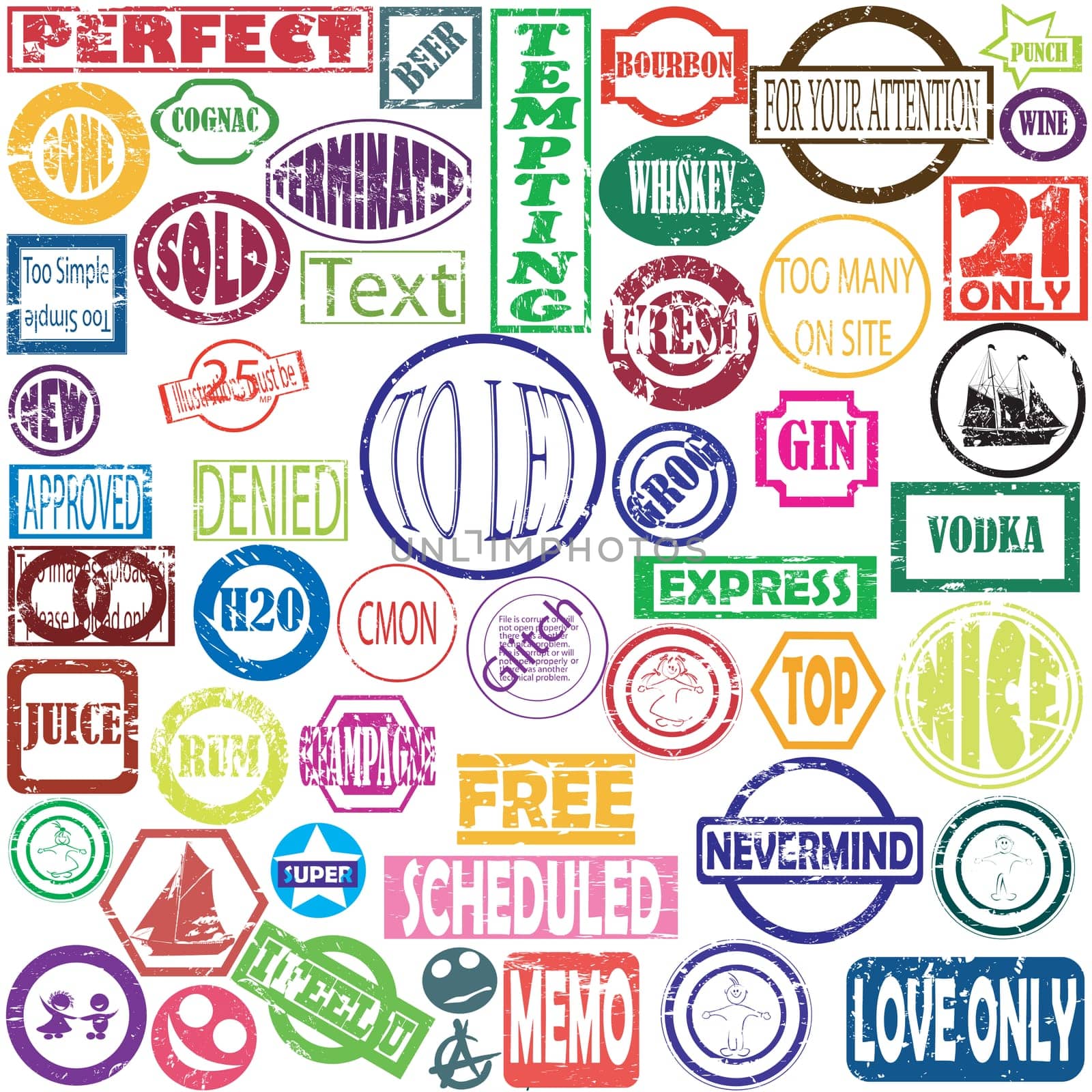 Vector stamps in many colors