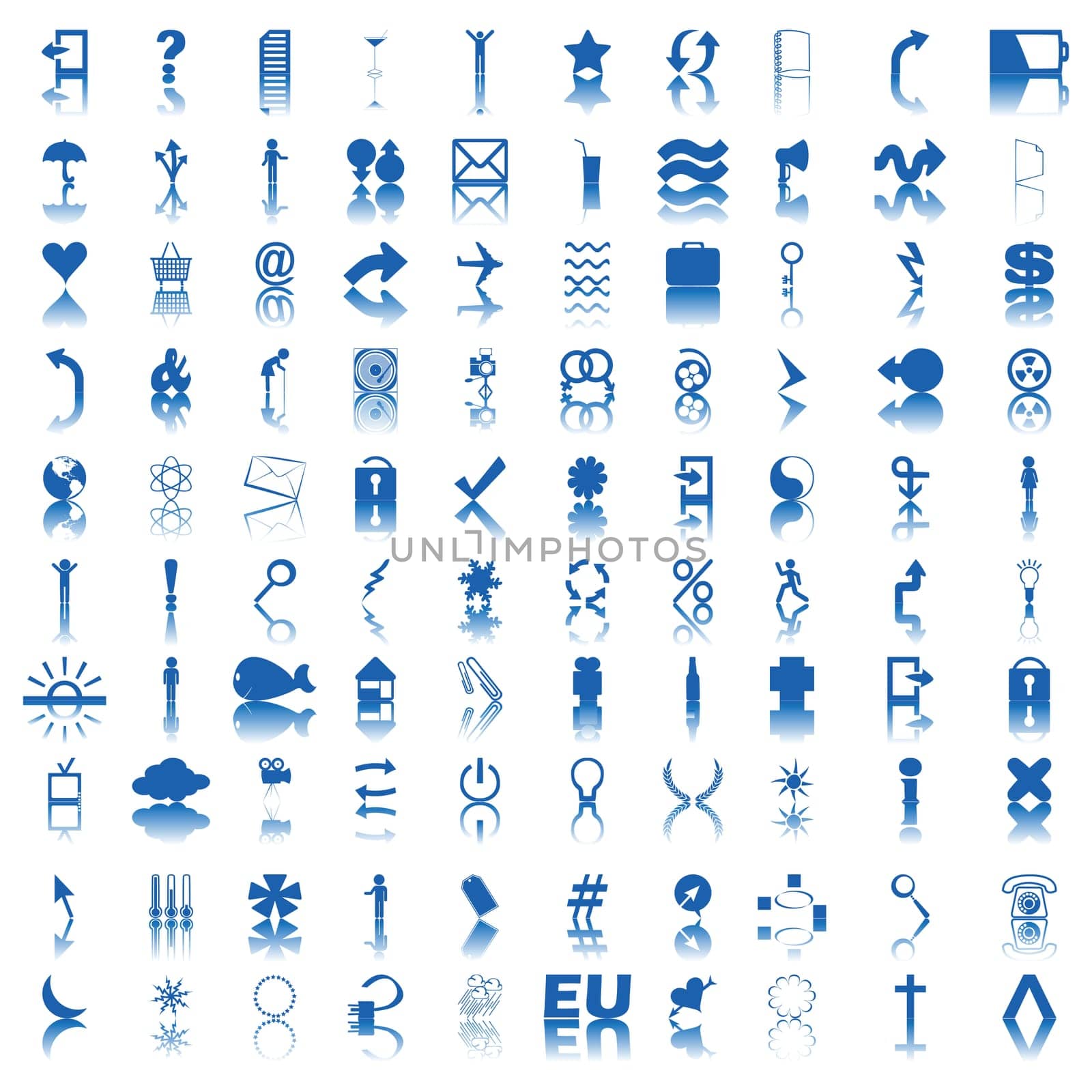 100 blue icons