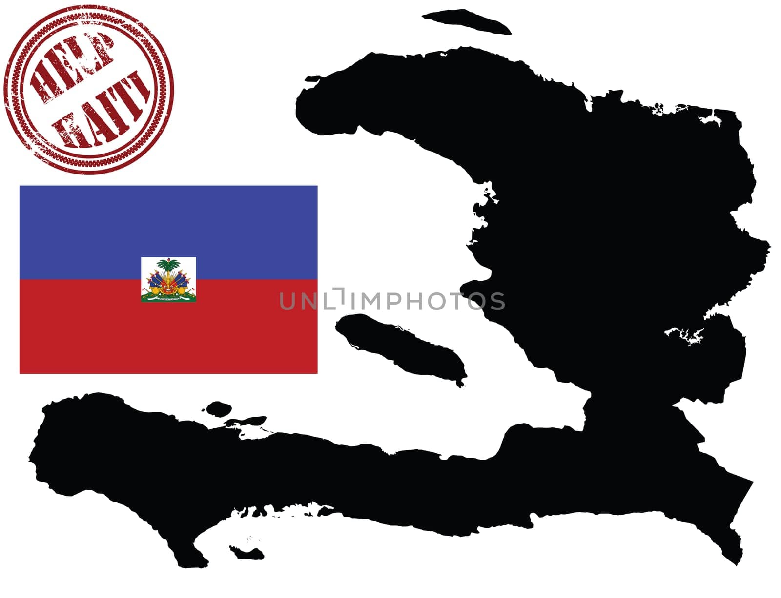 Map and flag of haiti