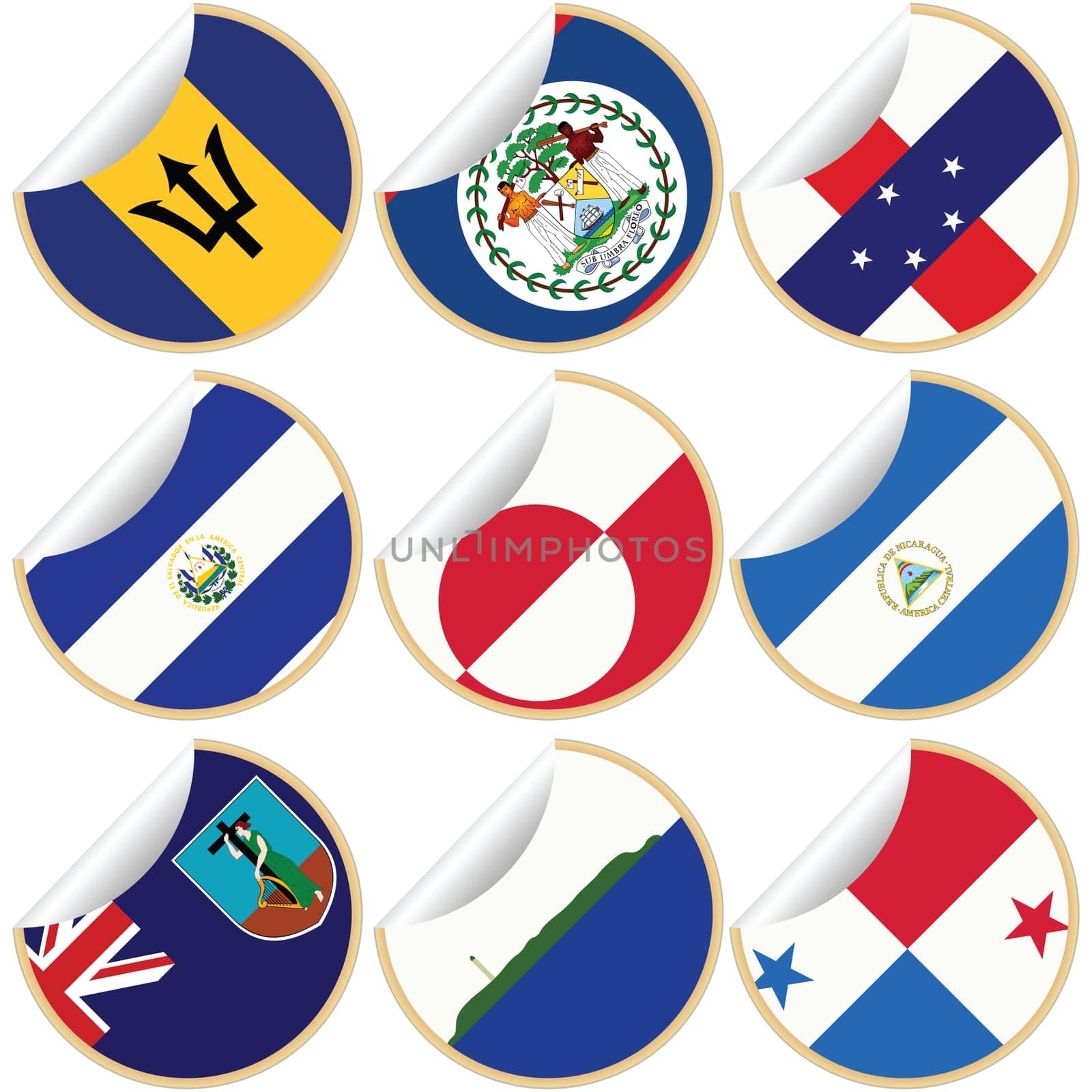 Collection of stickers, labels