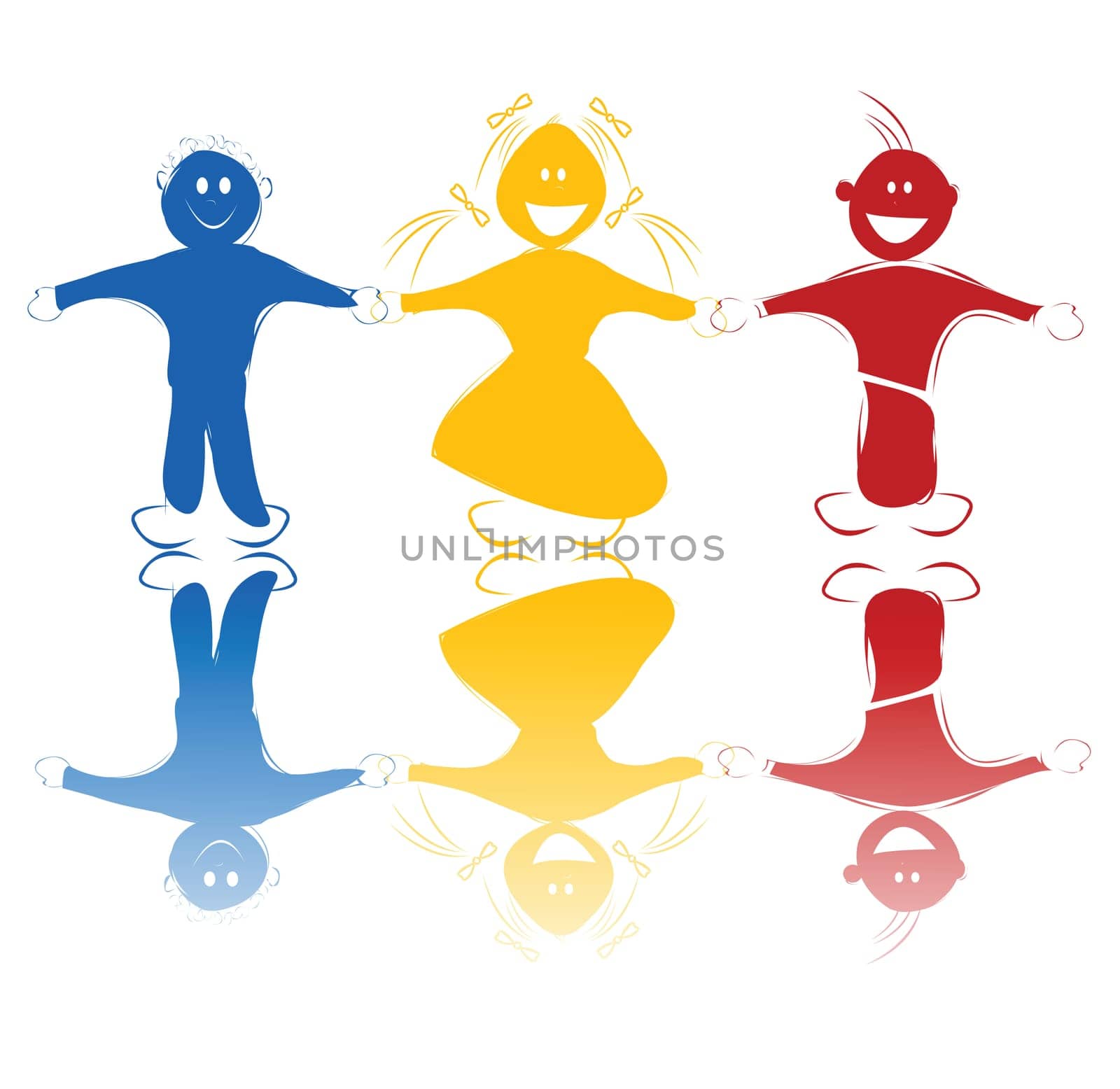 Happy children in colors