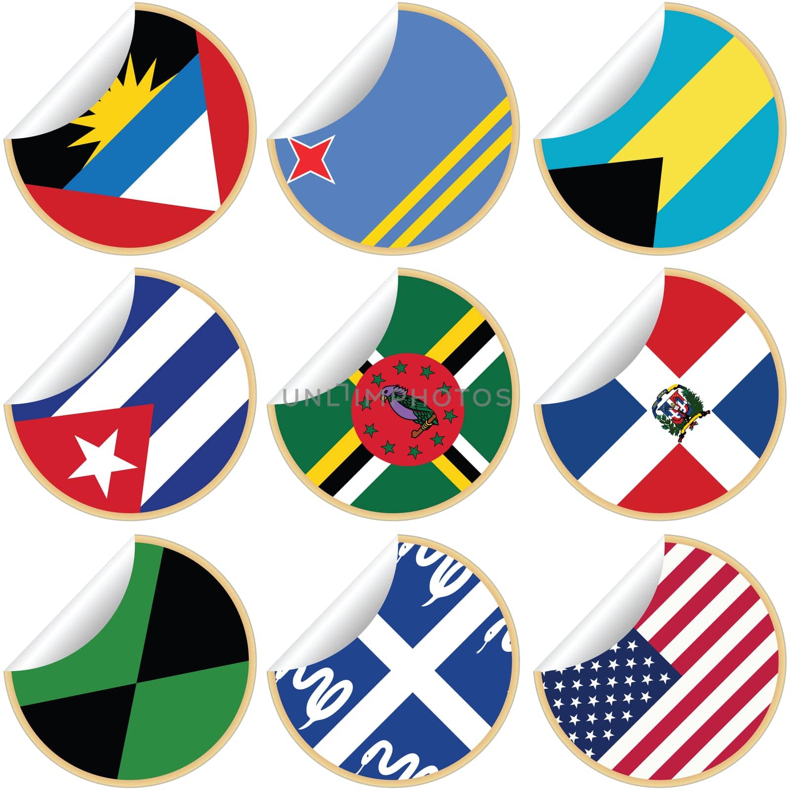 Collection of stickers, labels
