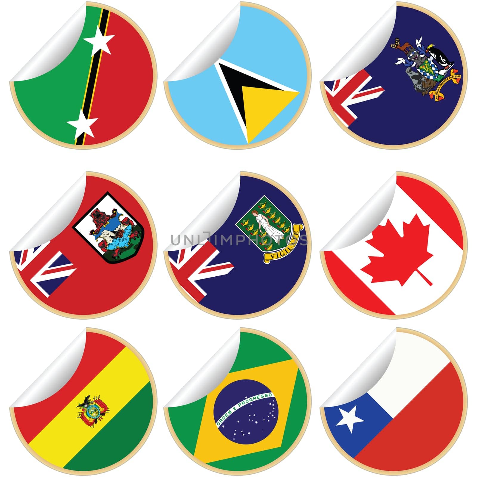Collection of stickers, labels