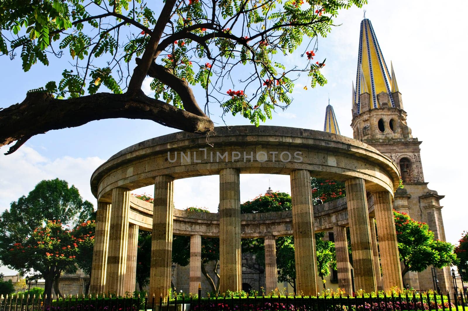 Rotunda of Illustrious Jalisciences and Guadalajara Cathedral in Jalisco, Mexico