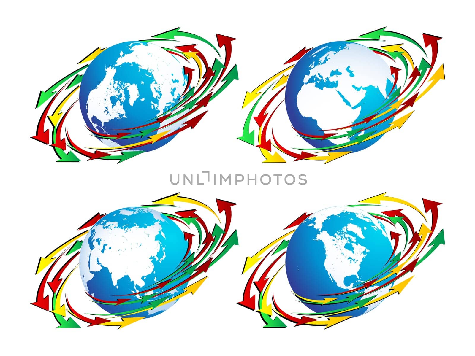 Globes and arrows