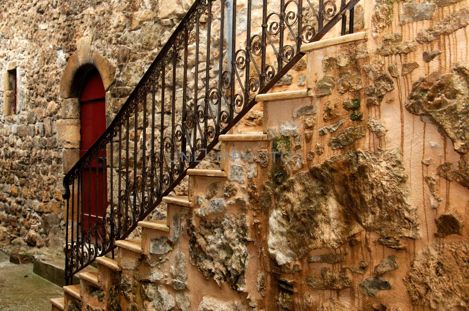 Wrought iron stair railing Peyre,France