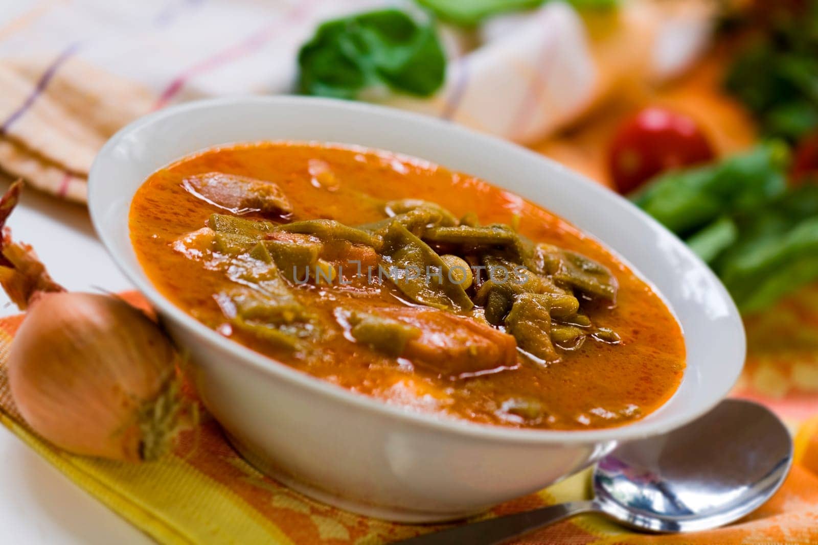 Stew (goulash) with green beans,rung