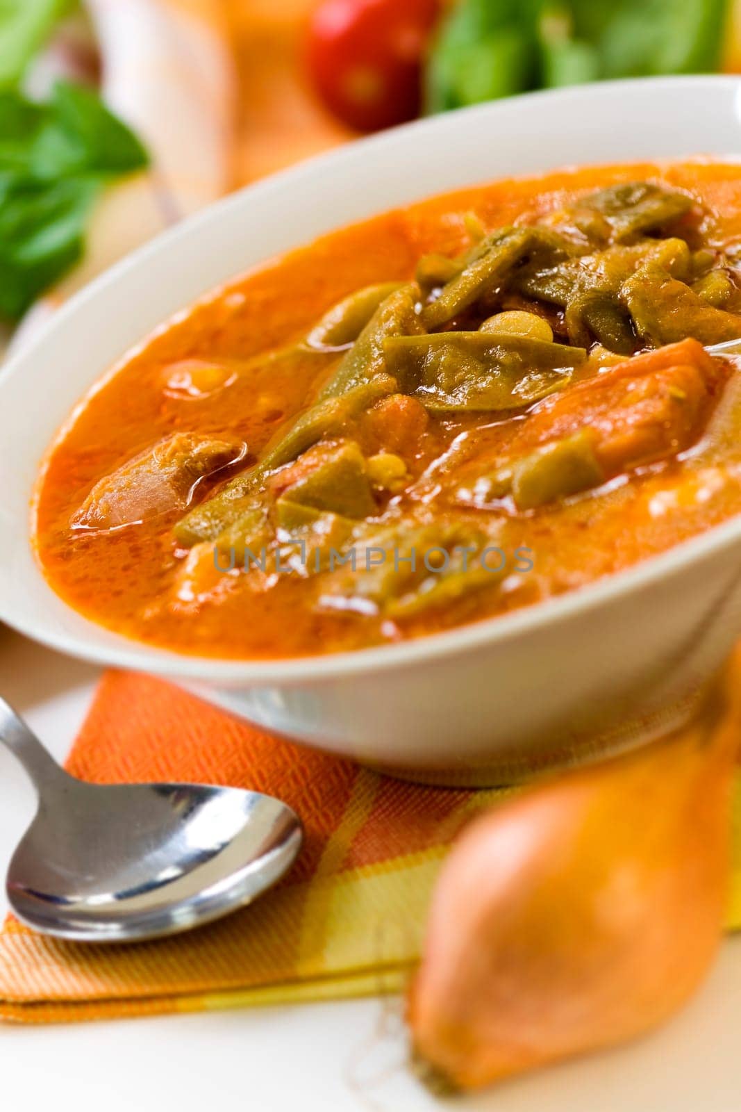 Stew (goulash) with green beans,rung