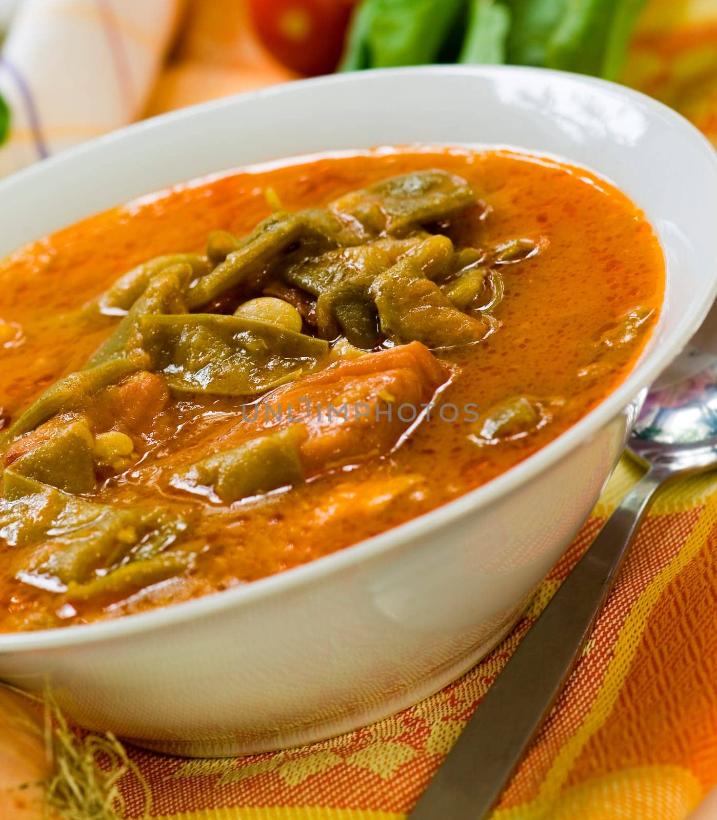 Stew (goulash) with green beans,rung