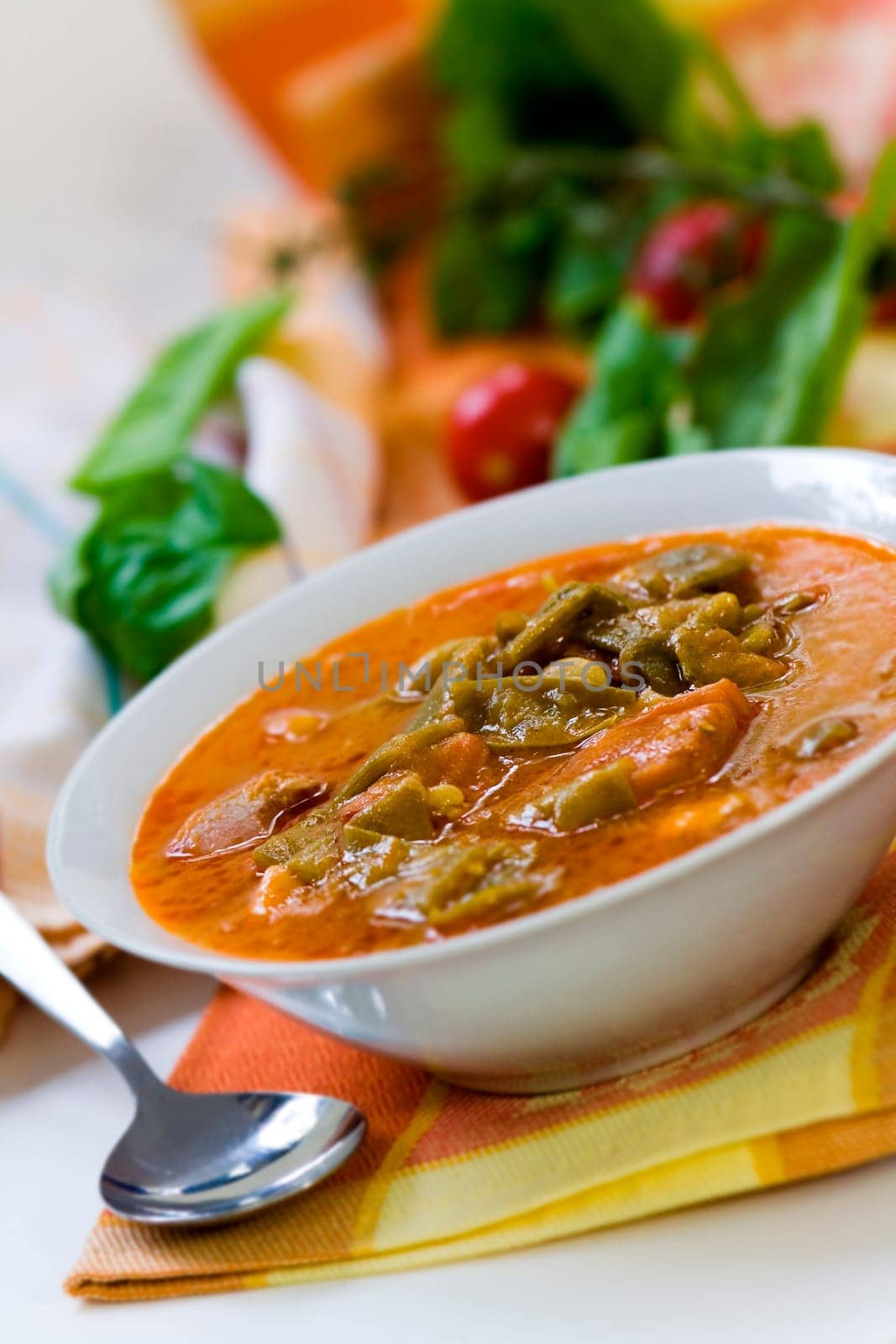 Stew (goulash) with green beans,rung
