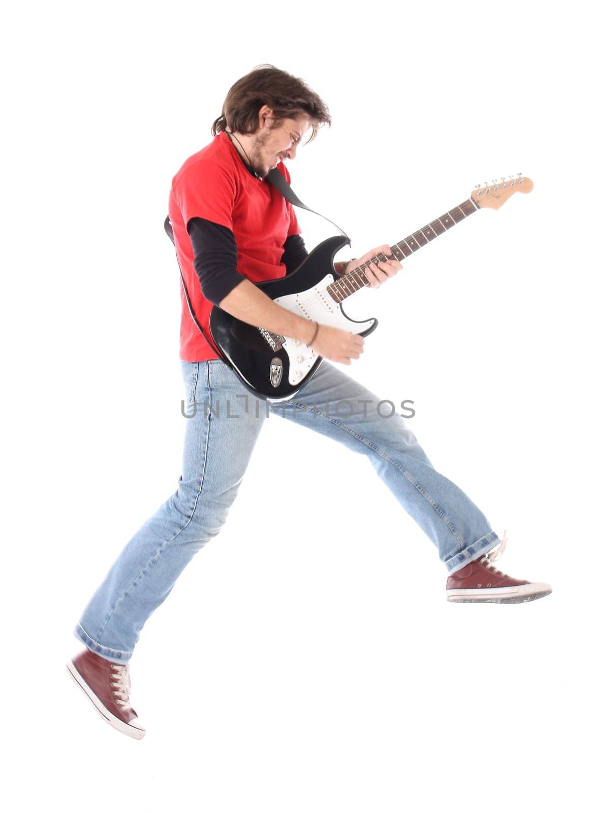 Guitar player flying