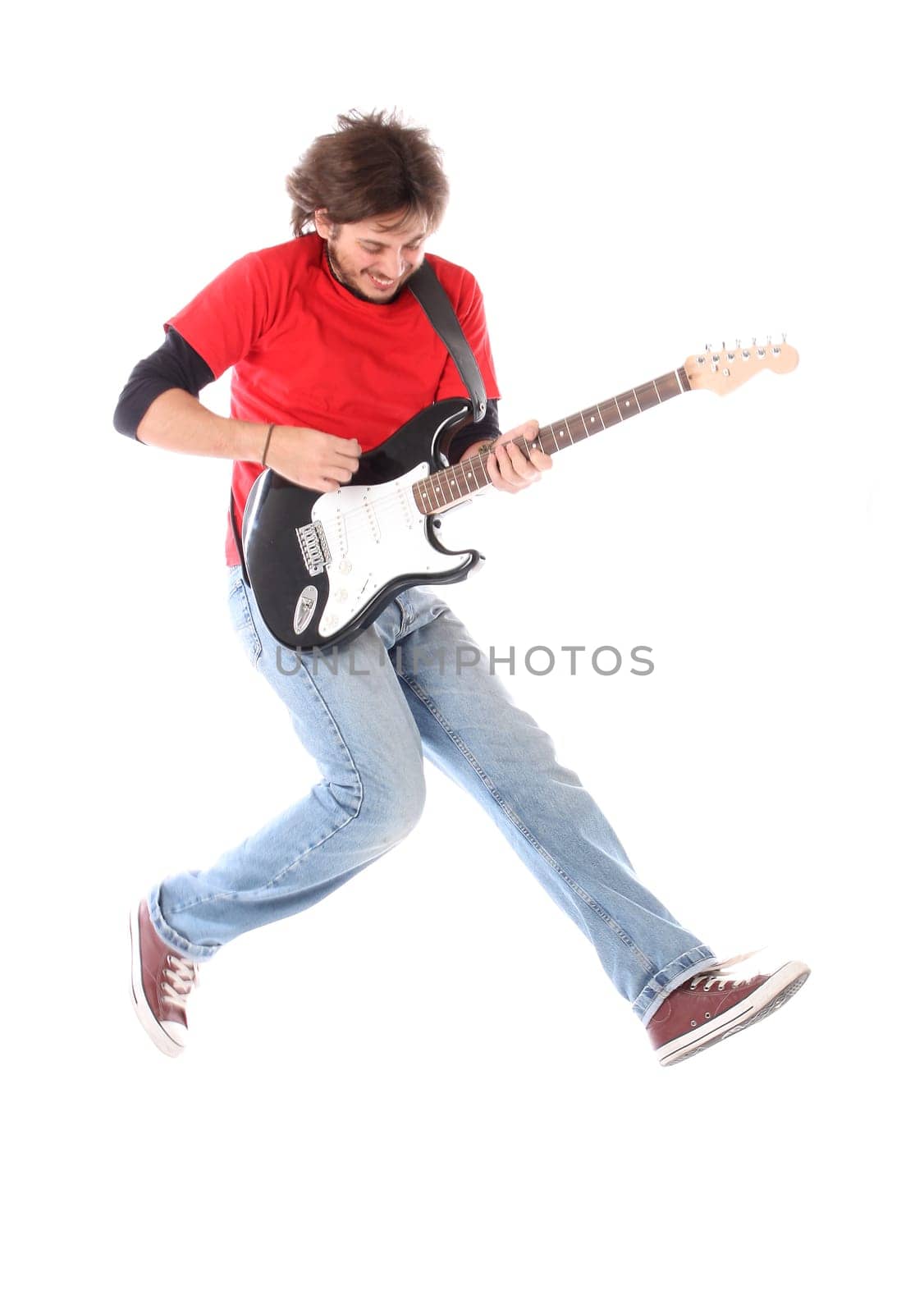 Guitar player flying