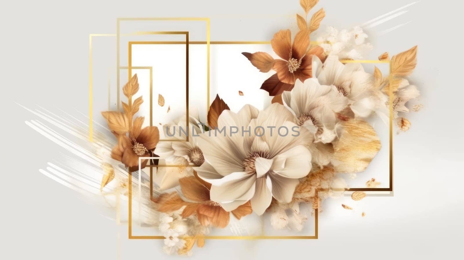 Watercolor abstract design for background of wedding or buzzy social media banner on white background generative AI