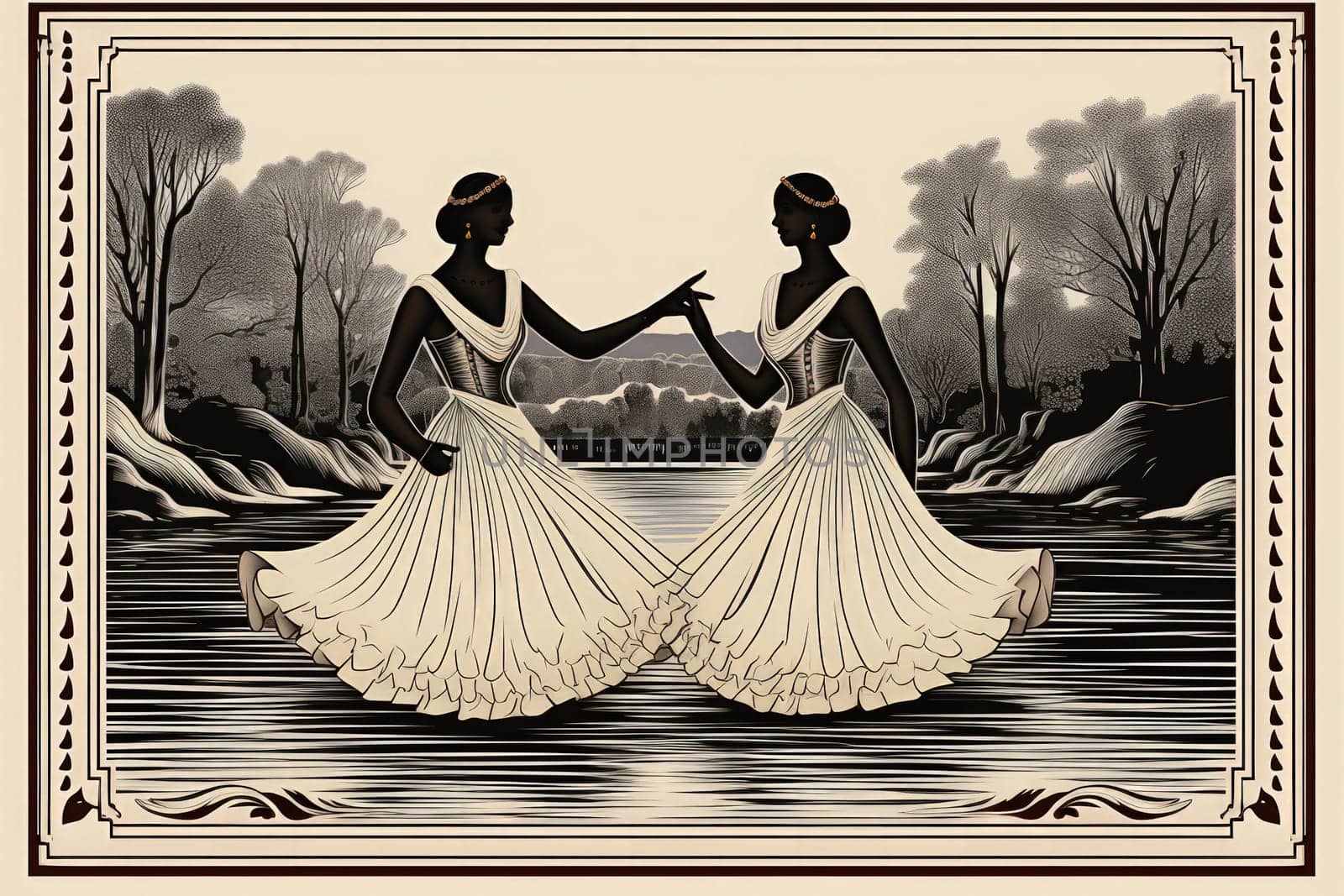 Elegant swan maidens enchanting with their graceful dance - Generative AI by Sidewaypics