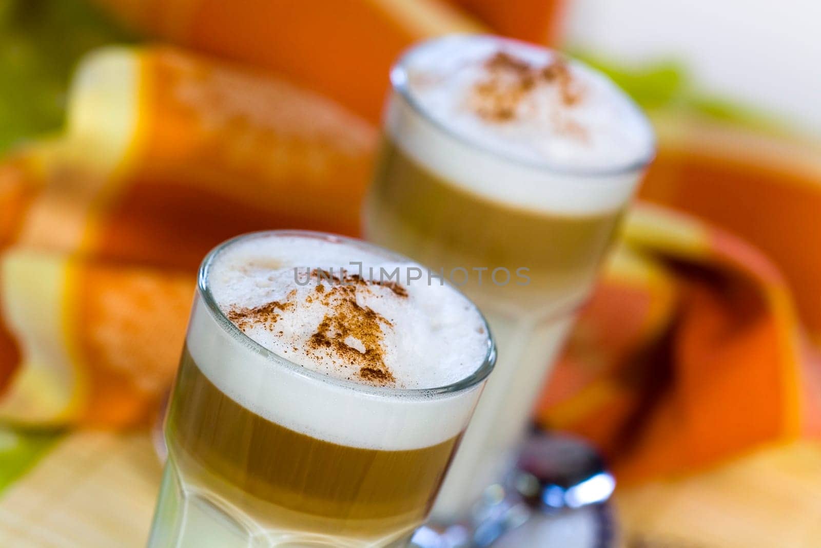 Latte Macchiato and Sweet Cookies ,Chocolate,Almonds