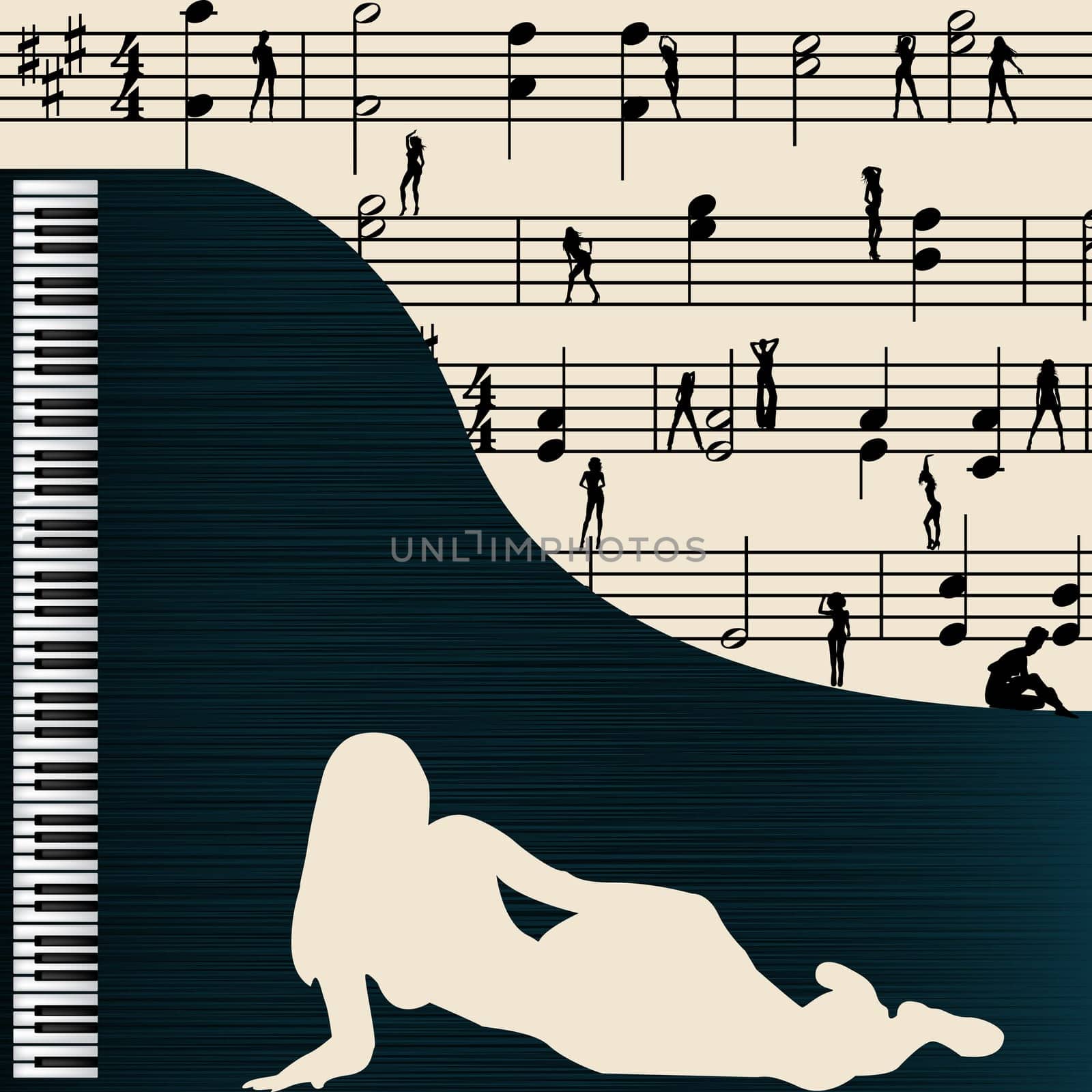 Music, greeting  with grand piano