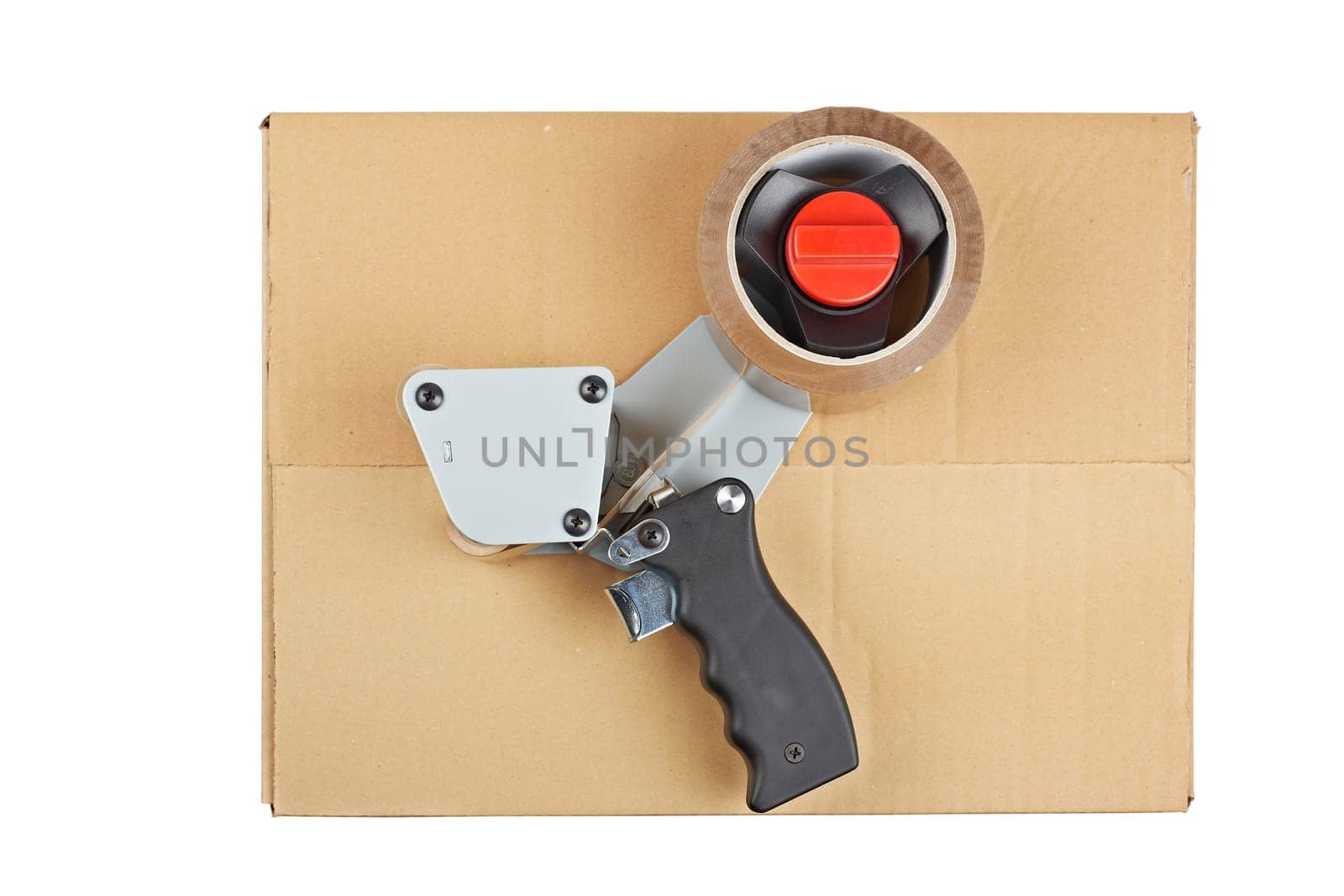 Packaging tape dispenser and shipping box