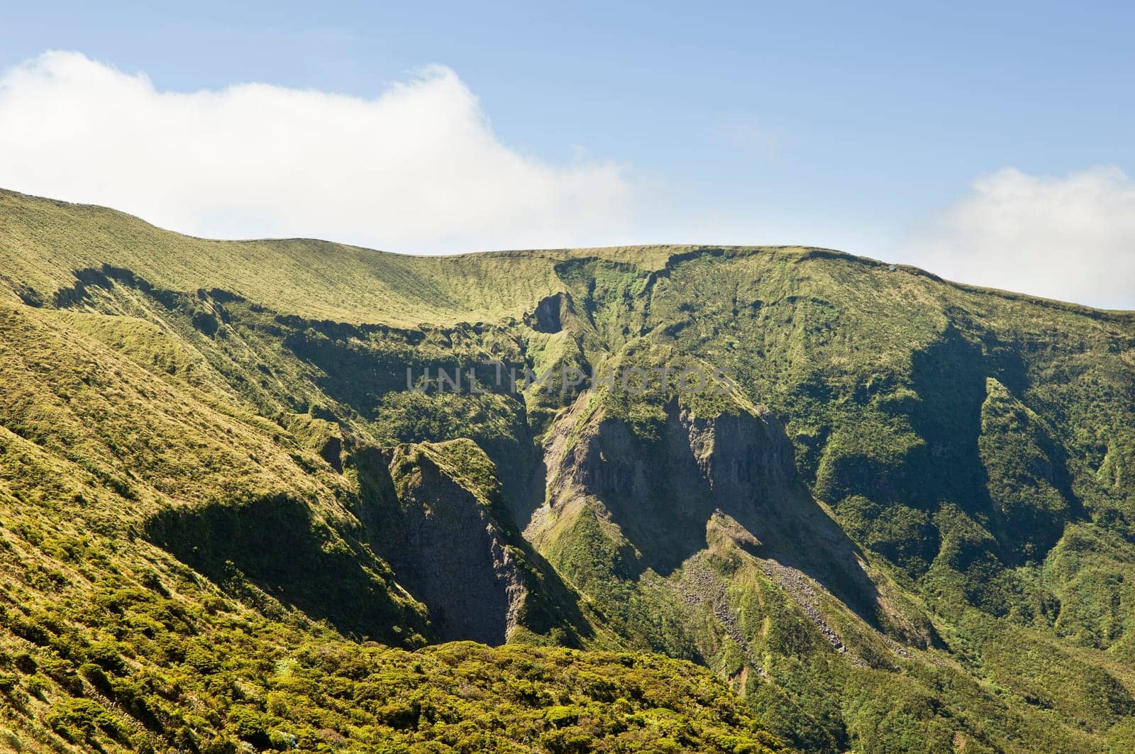Steep cliffs of volcano in Faial, Azores