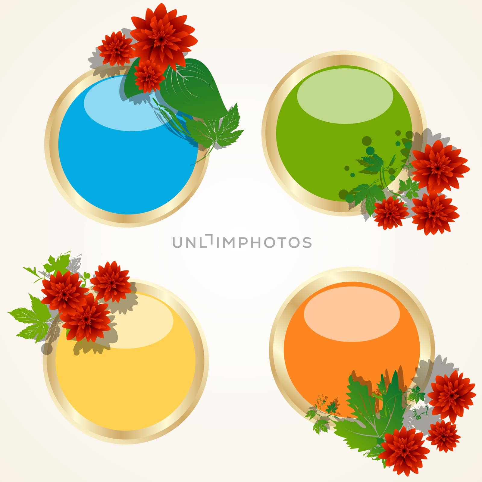 Floral motif buttons