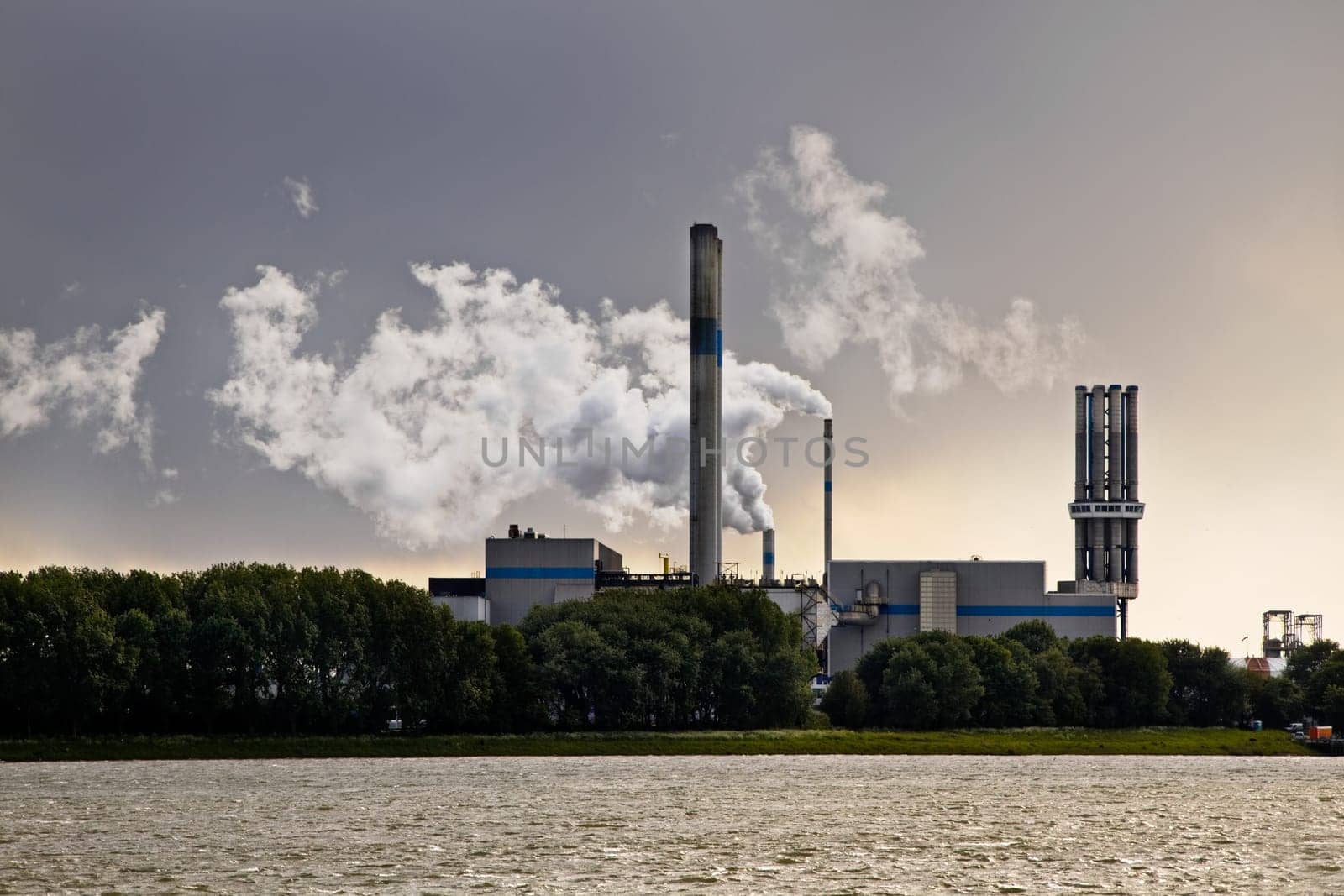 Industrial smoke and upcoming rainshower