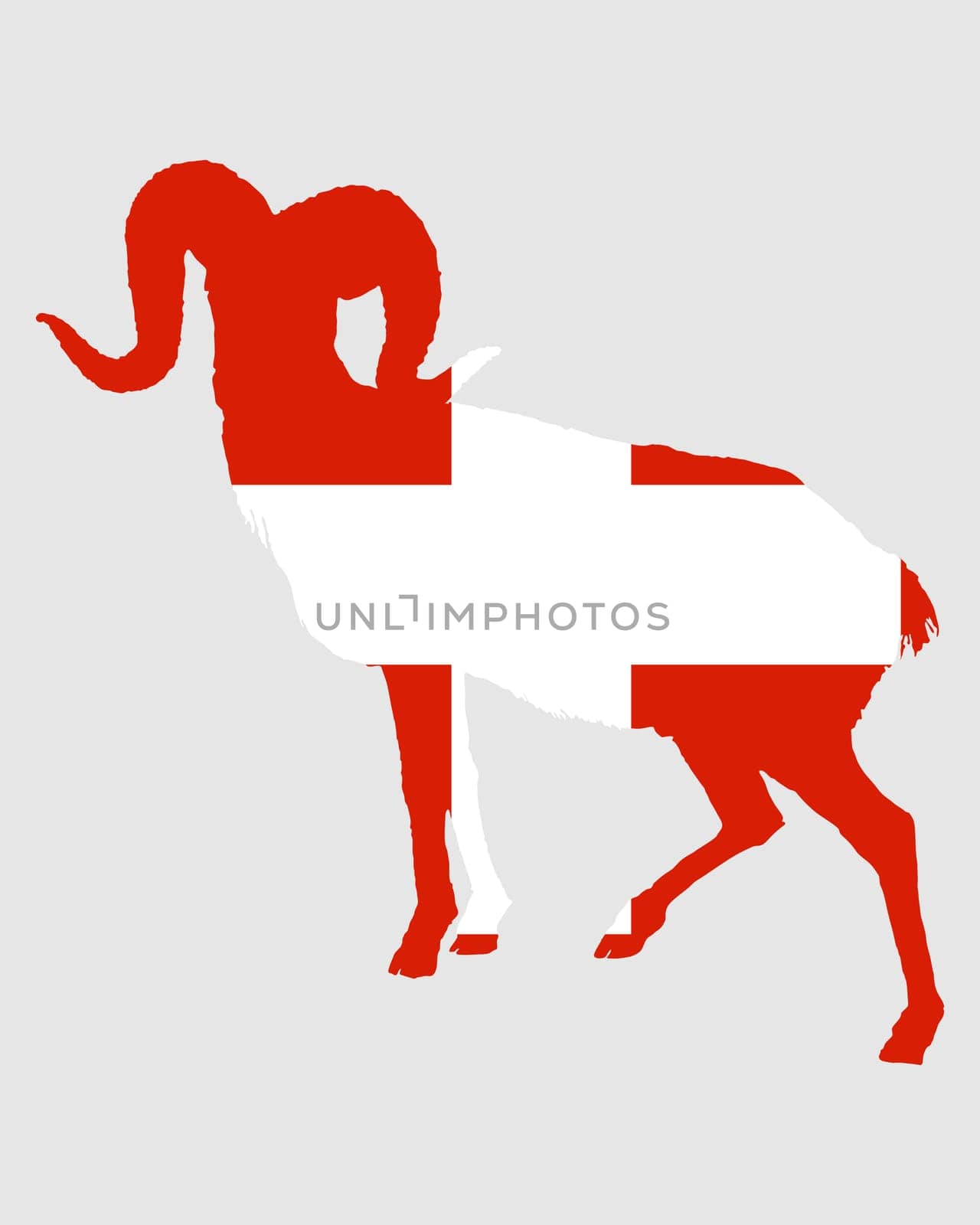 National flag of Switzerland with ram
