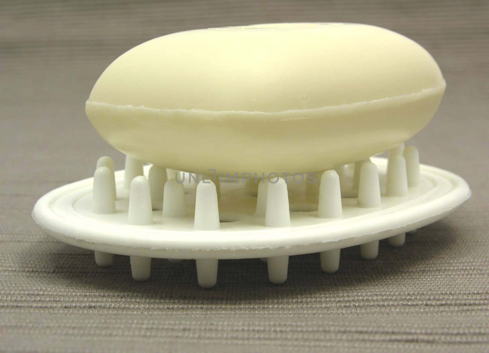 Beige soap on soap tray
