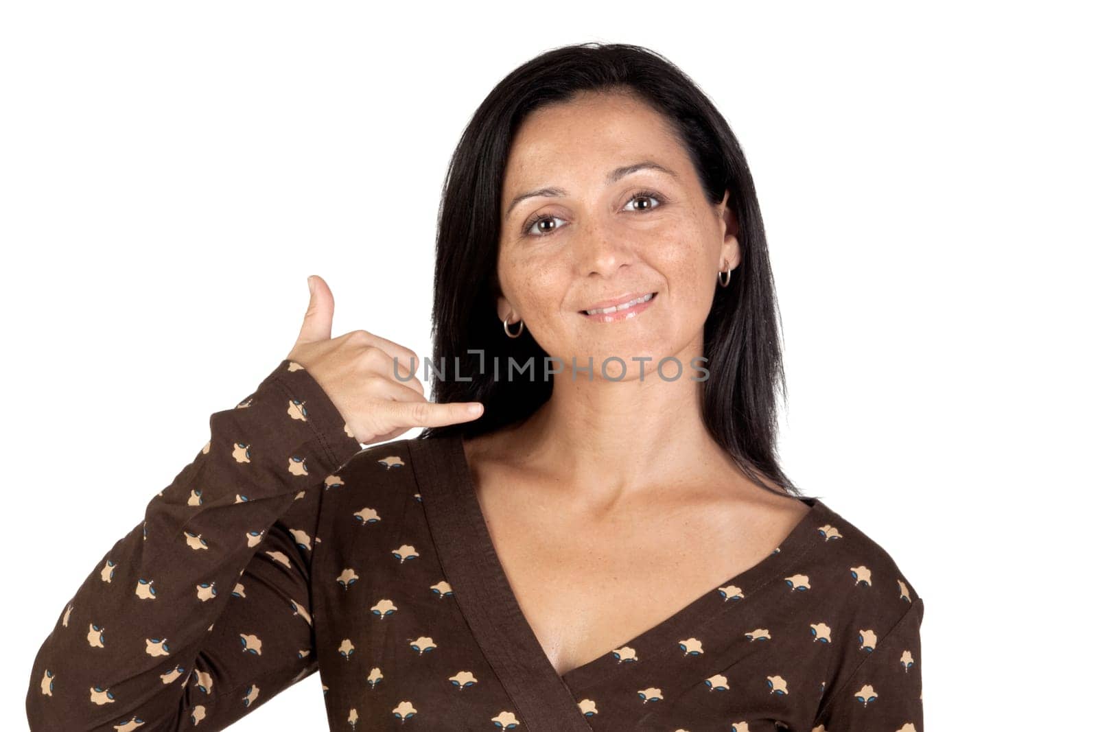 Attractive girl saying call me