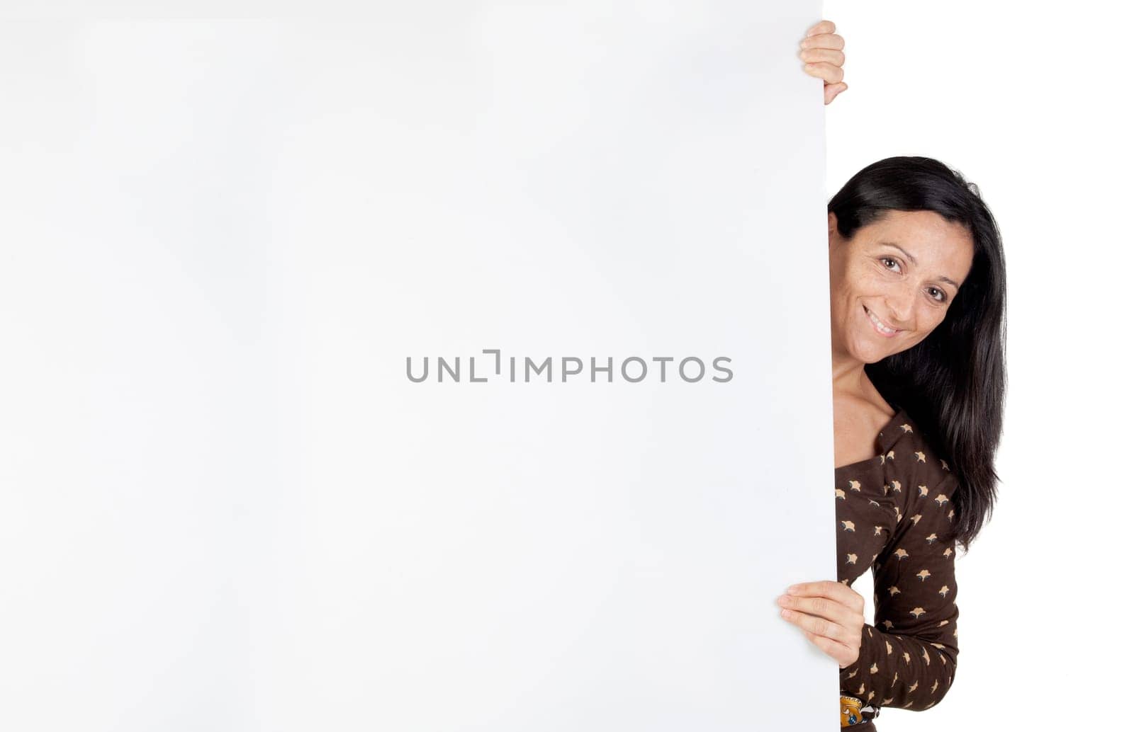 Attractive girl with blank poster