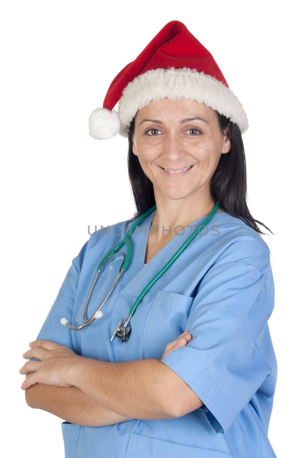 Attractive doctor woman in Christmas