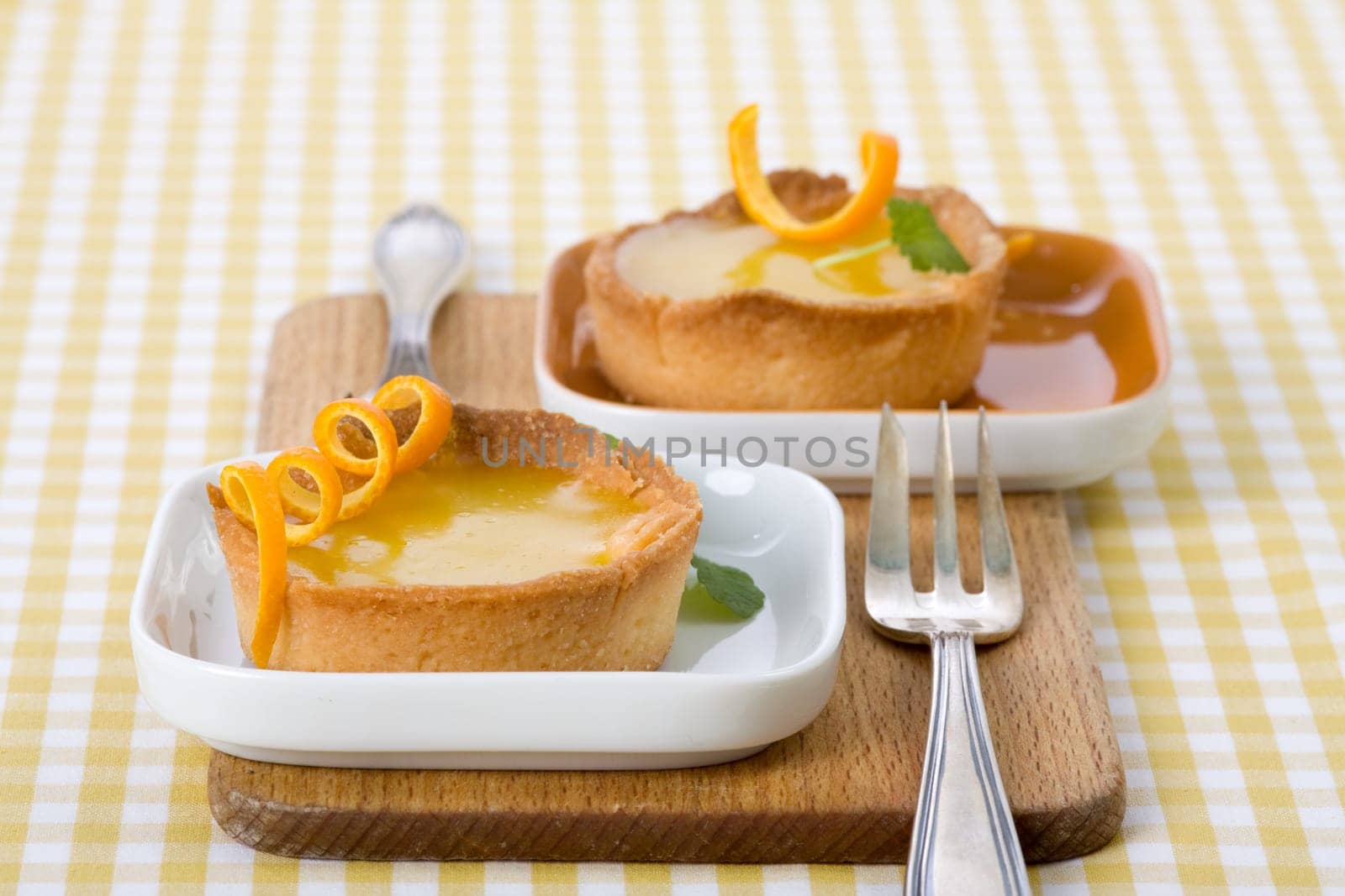Orange tarts lengthwise