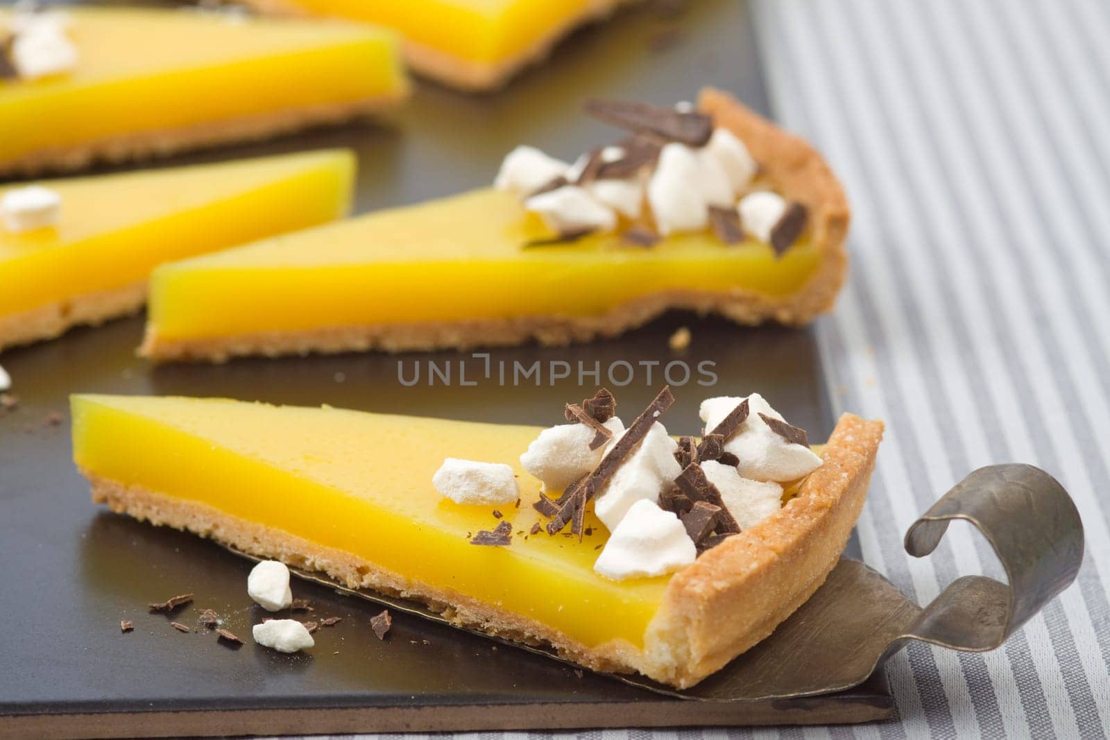 Orange pie on tile