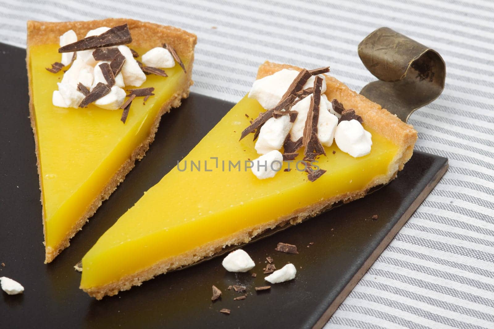 Two slices of orange pie