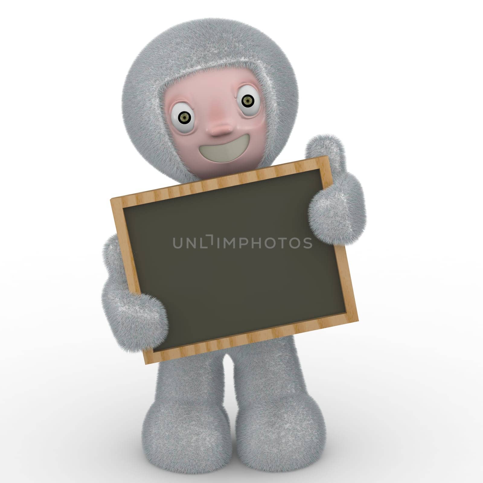 3D kid with blackboard