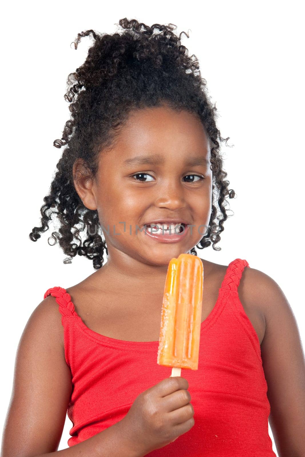 Child girl eating ice cream