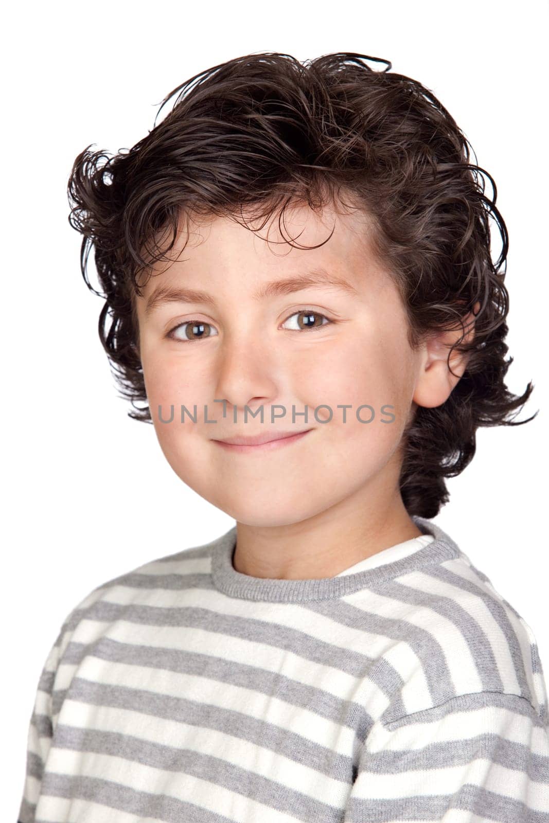 Funny child with striped sweater