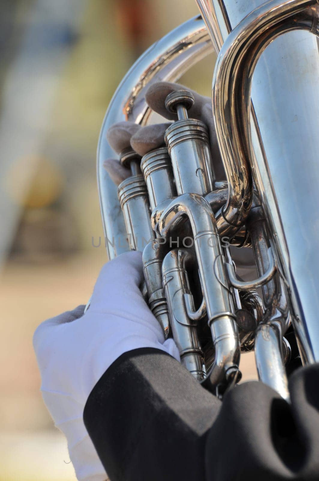Close-up of a musician with tuba