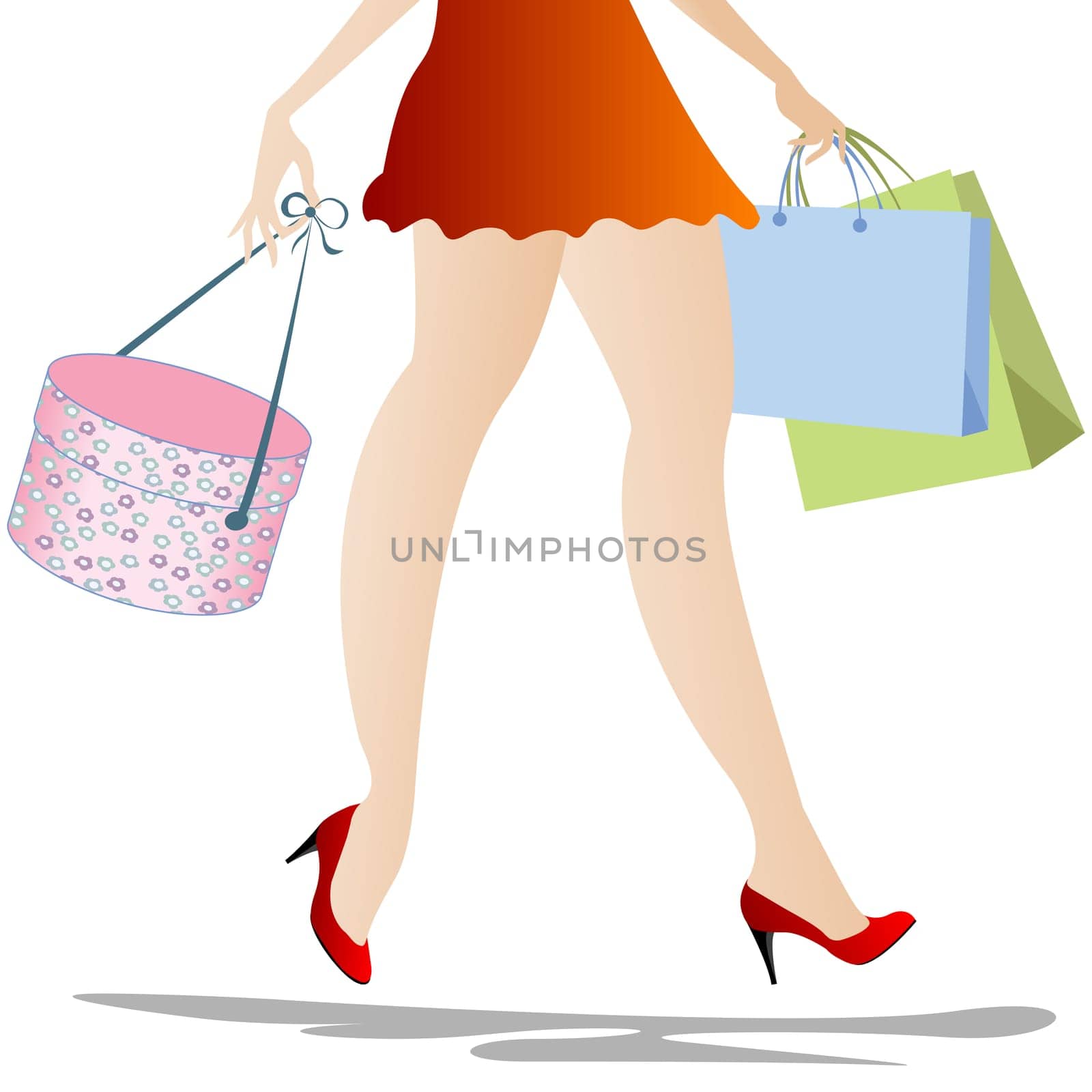Shopping girl from waist down