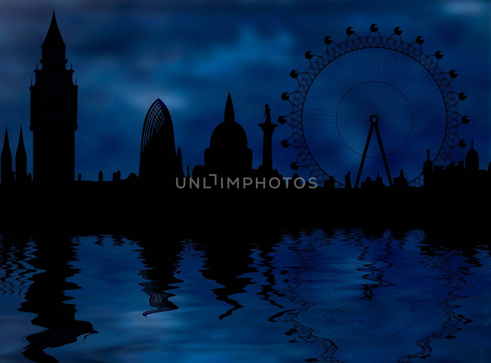 London skyline at night