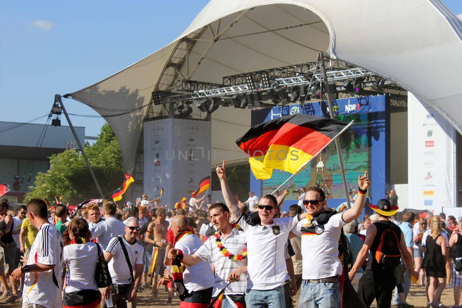 Celebrating fans after victory at the 2010 World Cup